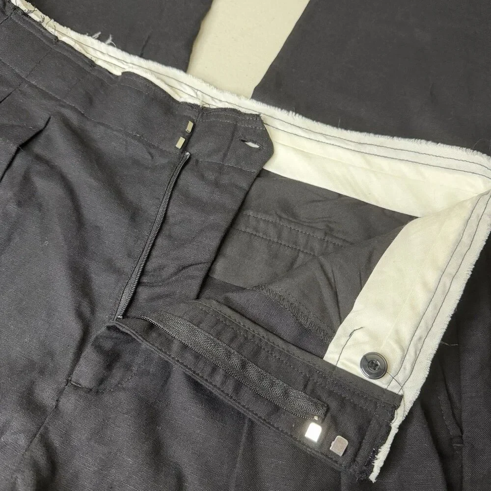 MNG by Mango Black Pleated Trouser Pants Womens 8 Contrast Trim Wide Leg Hi Rise - Picture 6 of 12